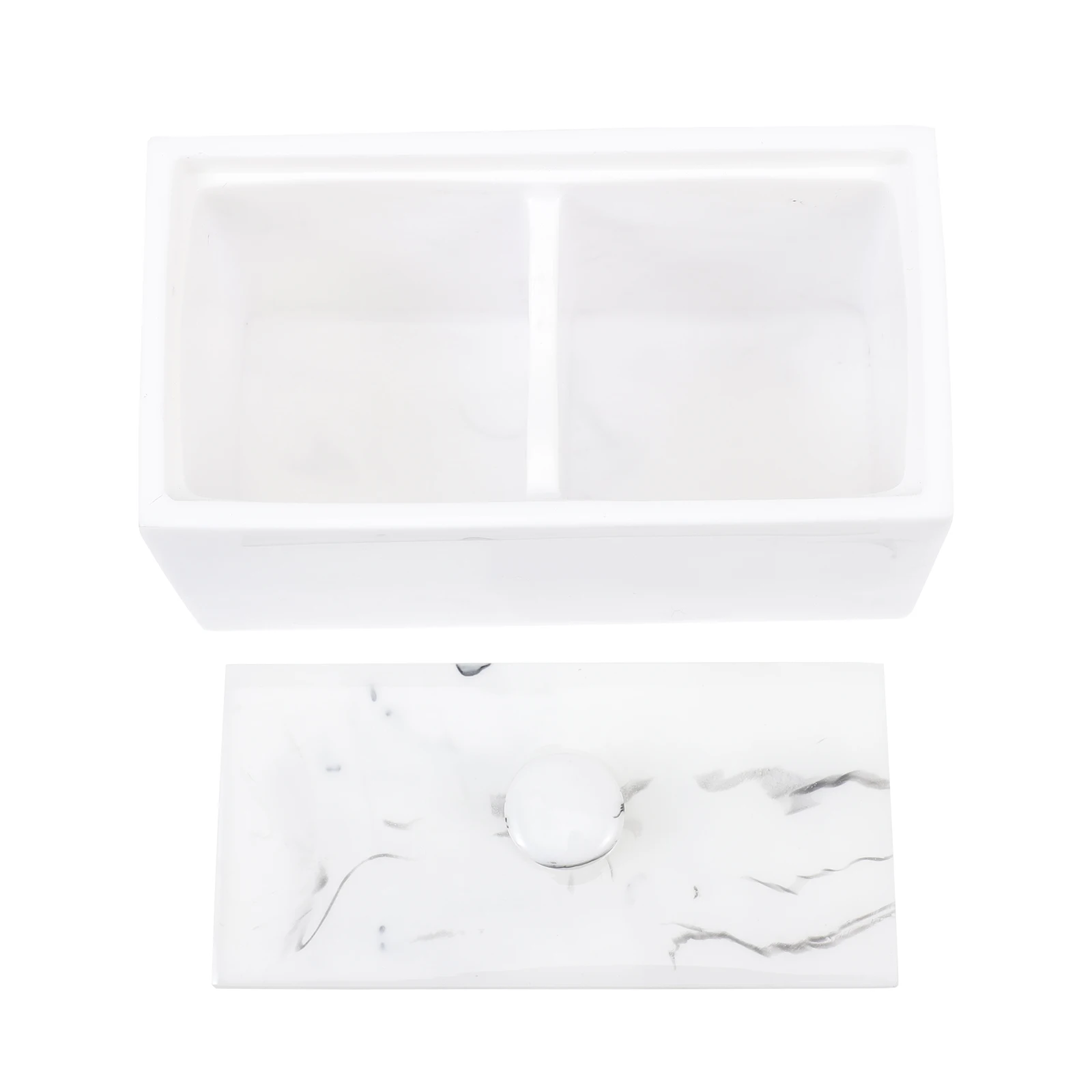 

Marble Vein Resin Storage Box Desktop Cotton Pad Holder Nail Art Organizer Sundries Container Large Capacity