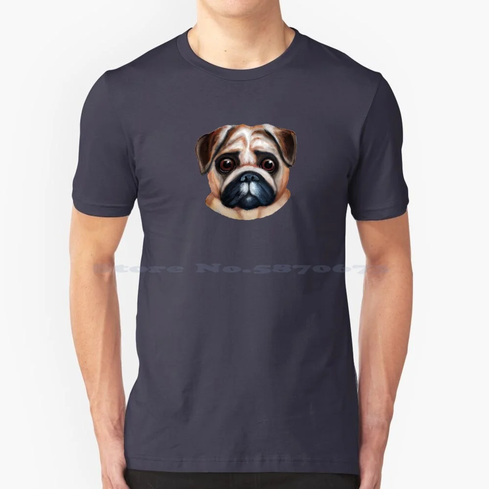 Pug Dog Acrylic Painting T Shirt 100% Cotton Tee Cute Dog Cute Pug Funsize Art Acrylic Animal Art Small Animals Cute Animals