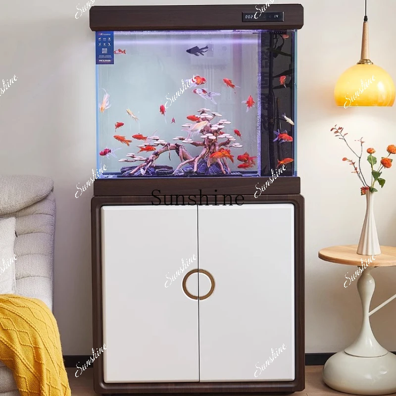 Living room fish tank with cabinet bottom filter integrated screen floor partition household water-free ecological tank  FT