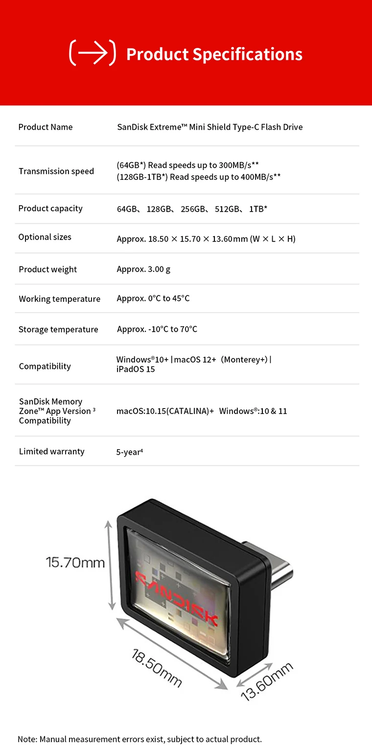 SanDisk Extreme Fit Pendrive Mini USB-Stick Typ-C CZ530 Flash-Laufwerk 64GB 128GB 256GB 512GB 1TB U-Disk für Computer Tablet PC – Detail 6