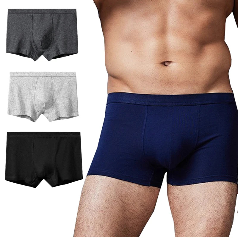 Calzoncillos de ángulo plano para hombre, ropa interior Sexy de algodón, transpirable, elástica, talla grande, 1 piezas