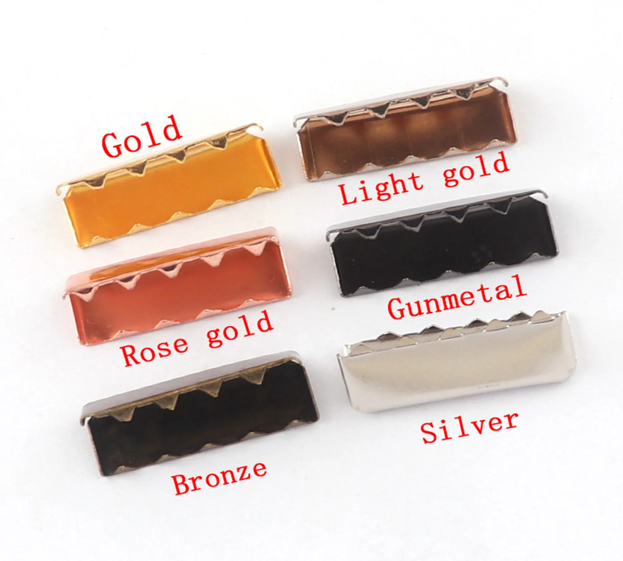 50Pcs Silver/Gold/Rose Gold/Gunmetal/Bronze Belt Buckle End Tips Metal belt ends 25mm(1\'\') webbing end caps nickel belt finished