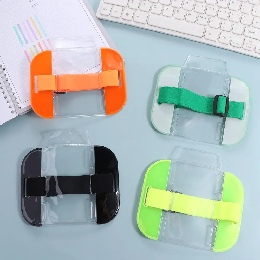 Solid Color Women Card Bag PVC Arm Elastic Band Bag Photo Armband Transparent Elastic Arm Band ID Badge Holder Credit Card Case
