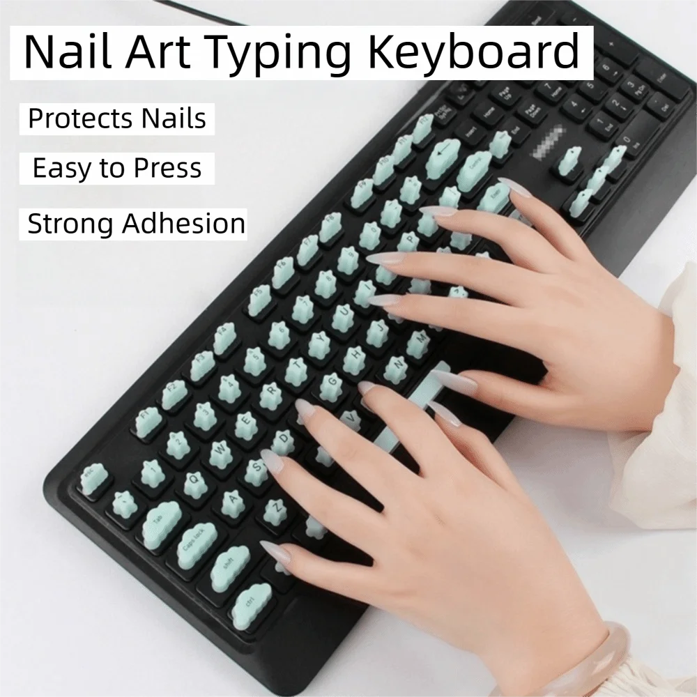 Soft Silicone Raised Keyboard Stickers Dust Proof Nail-Friendly Laptop Nail Long Button Cap Height Increaser Scratch Proof