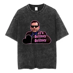 Michael Scott Homage The Office Men T-shirts Tv Series Dwight Schrute Jim Halpert It's Britney Graphic Washed T-shirt Streetwear