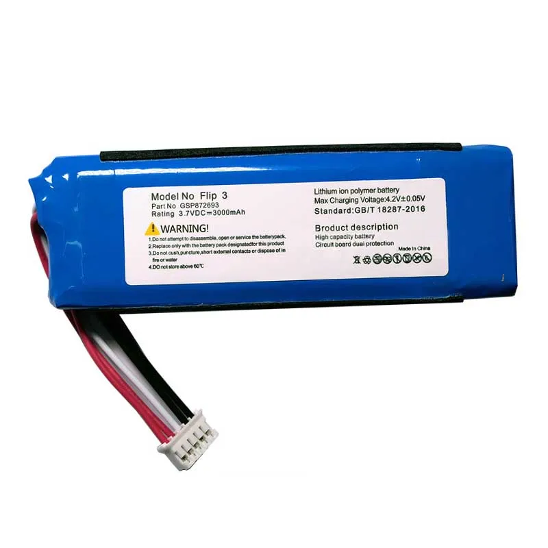 1 шт., емкость 3,7 В, 3000 мАч для аккумулятора JBL Flip3, модель GSP 872693 Батарея динамика Bluetooth 1 шт., емкость 3,7 В, 3000 мАч для аккумулятора JBL Flip3, модель GSP 872693 Батарея динамика Bluetooth