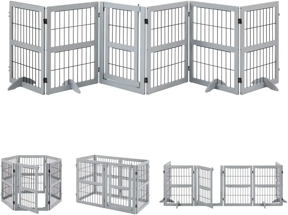 132 Inch Extra Wide Free Standing Tall Dog Fence Barriers Dog Gate And Pet Playpen For Home