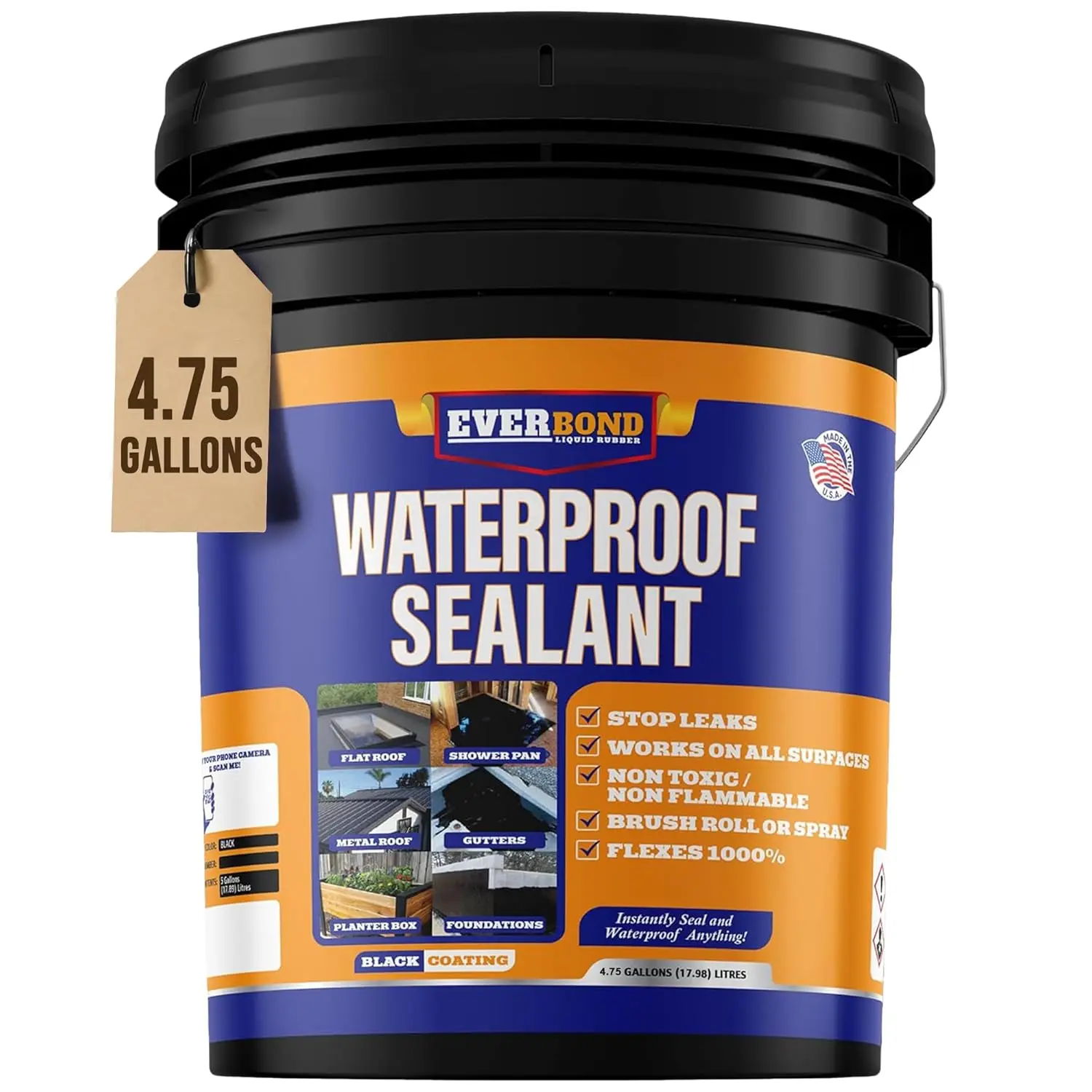 Liquid Rubber Waterproof Sealant - Rubber Paint - All Surface Leak Repair Indoor and Outdoor Flexible Roof Sealant, Water-Based,