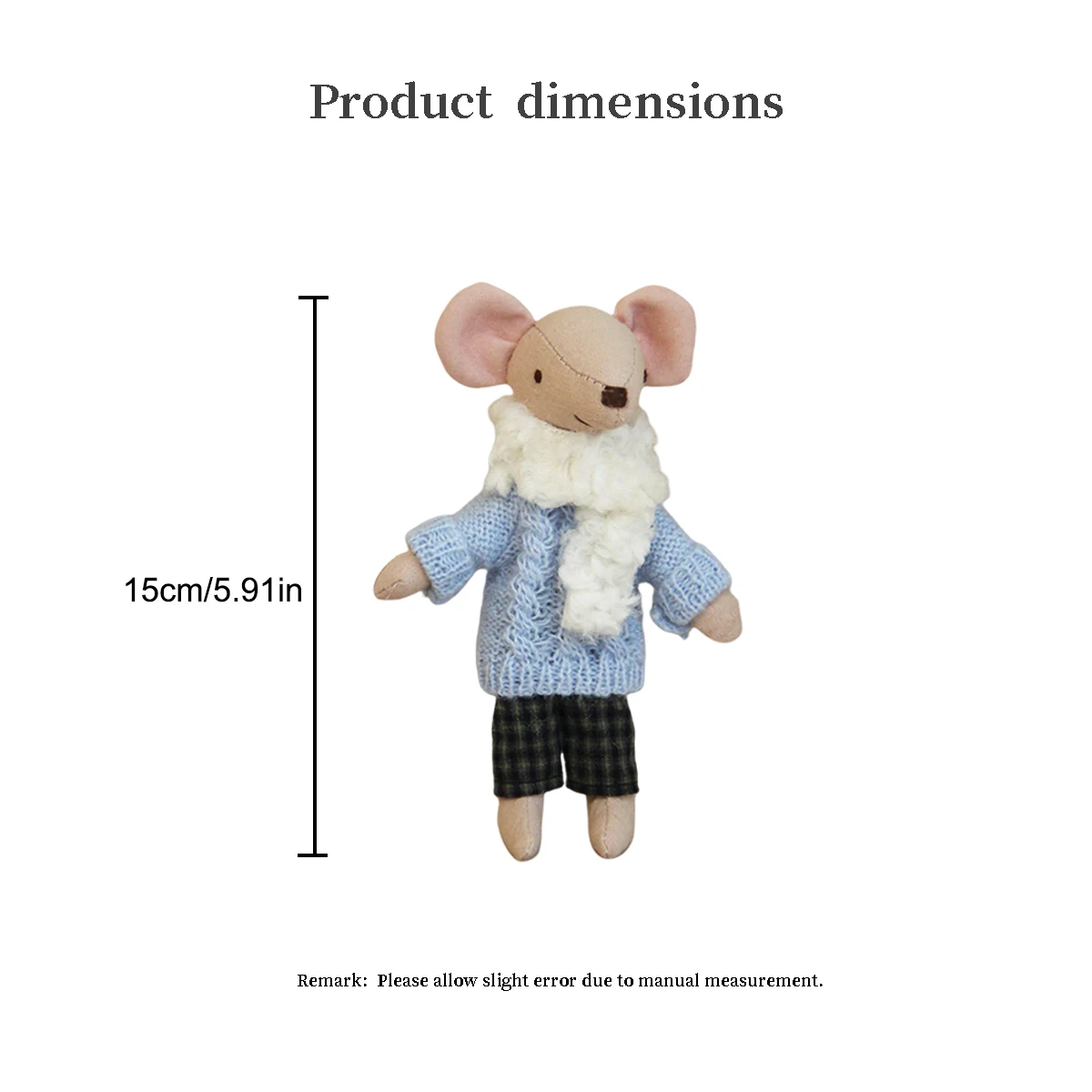 15cm Mouse with Interchangeable Sweater and Scarf Outfits Ob11 Bjd Suitable for Miniature Home Decor