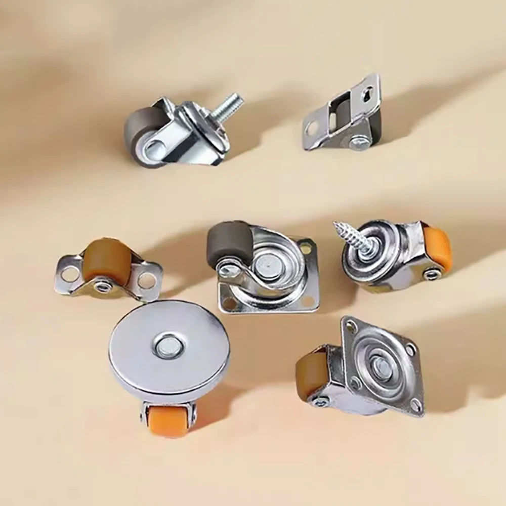 0.5 inch Furniture Wheels No-Hole Quiet Swivel Wheels Universal Braking Sofa Wheels Table Chair Screw Wheels Accessories