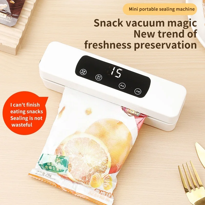 Vacuum Sealer Plastic Bags Packaging Machine USB Rechargeable Portable Mini Food Bag Sealing External Suction Heat Vacuum Sealer