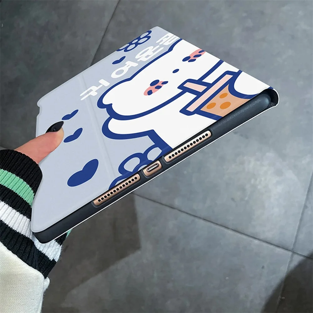 น่ารัก Kawaii หมีกระต่าย Ipad สำหรับ Air 4 5 iPad Pro 2020พร้อมที่ใส่ดินสอ10.2 8 7th 12.9 pro 2018 2021 Mini 4 5 6กรณี