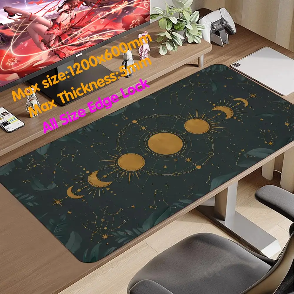 Stars and moon Mouse Pad Thicking Super Tapete Para Mouse Big Large Desk Mat All Size Edgelock Rubber Laptop Mat Mouse Cool Mat