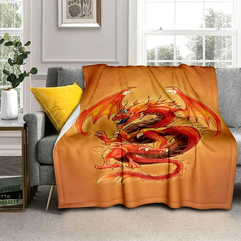 

3d Chinese dragon Printed blanket Soft Plush Sofa Bed Throwing Cartoon Blanket Modern Flannel Blanket Cover kids couch quilt