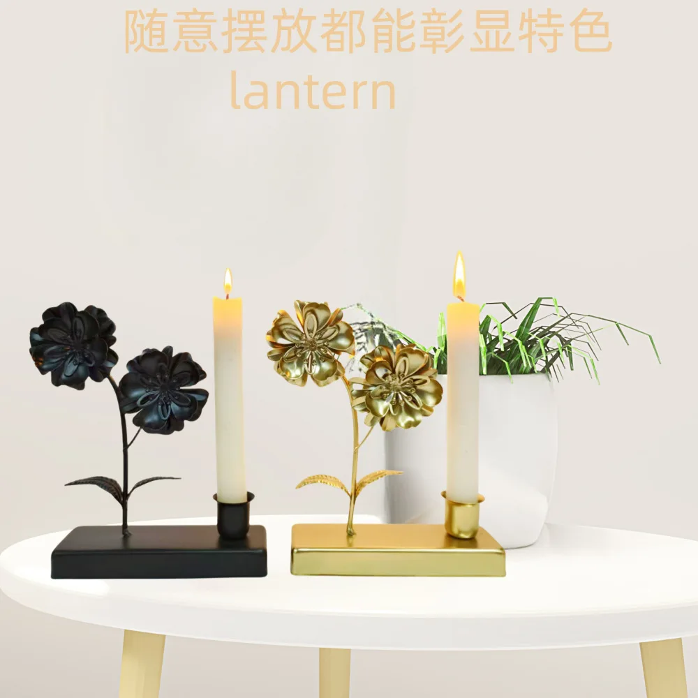 البيع بالجملة من الشمعدانات الحديدية الإبداعية على شكل بتلة لأثاث منزلي الزفاف وغرفة المعيشة الحديدية وغرفة النوم #4