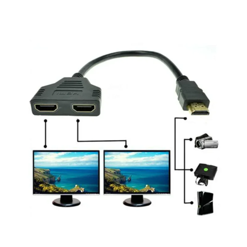 

1 To 2 split Double Signal Adapter Convert Cable for Video TV HDTV Slim and Compact , Easy To Storage and Carry compatible