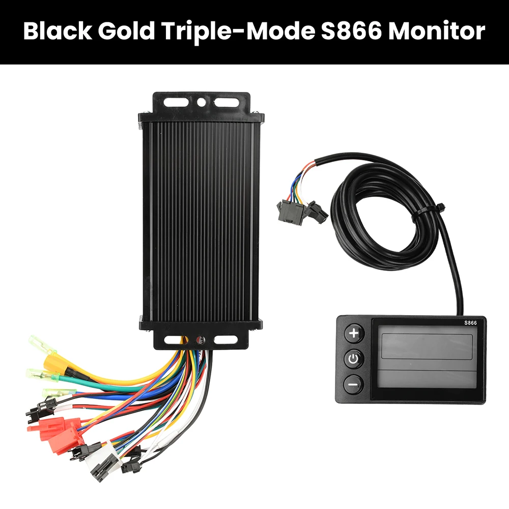 

36V 48V 64V 30A Sine Wave Brushless Motor Controller 750-1500W Three-Mode Driver SM Connector Instrument Electric Bicycle S866