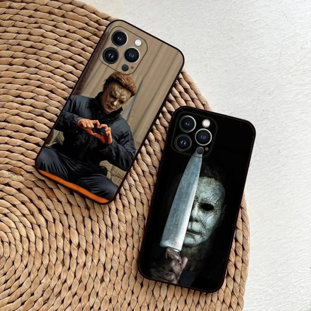 Horror H-Halloween Michael Myers Phone Case For iPhone 15,14,13,12,11,Plus,Pro Max,XS,X,XR,SE,Mini,8,7 Soft Silicone Black Cover