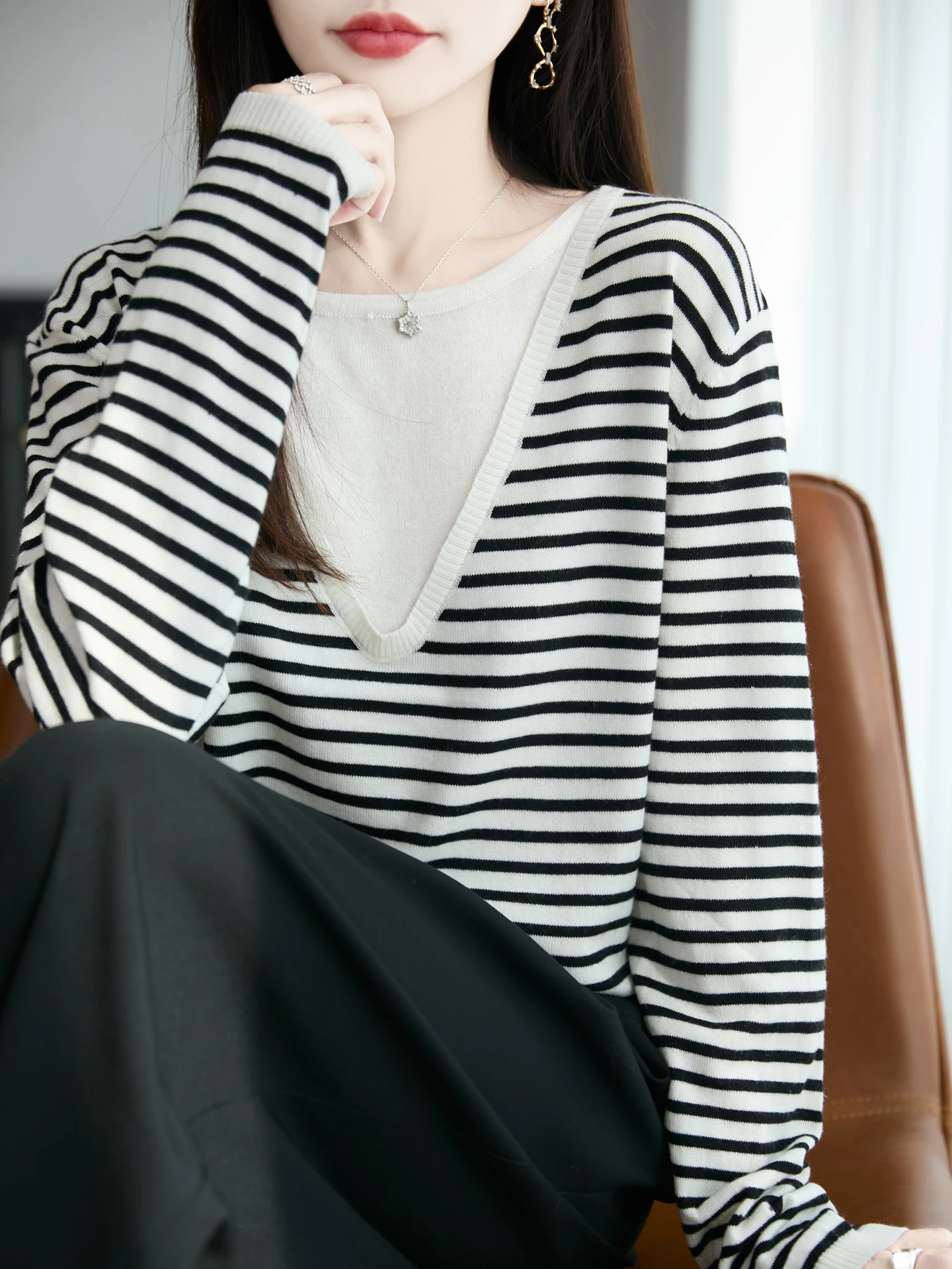 New Fashion Woman Worsted Merino Wool Sweater Elegant Female Autumn Winter Knitted Pullover Long Sleeve Clothes Tops Lady Jumper