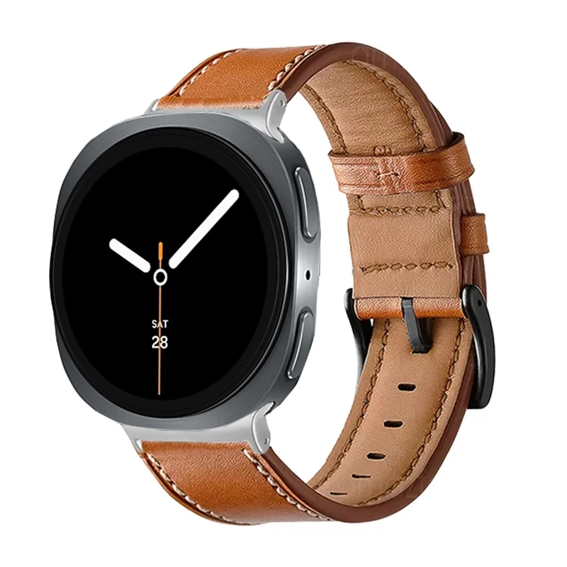 حزام جلدي لساعة سامسونج جالاكسي 8 44 ملم 40 ملم/8 كلاسيكي 46 ملم حزام معصم لساعة سامسونج جالاكسي 7 8 الترا 2025 47 ملم