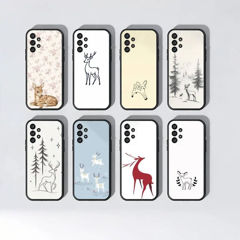 Deer Lichee Pattern Simple Retro  Phone Case For Samsung Galaxy A13,A21s,A22,A31,A32,A52,A53,A71,A80,A91 Soft Black Shell