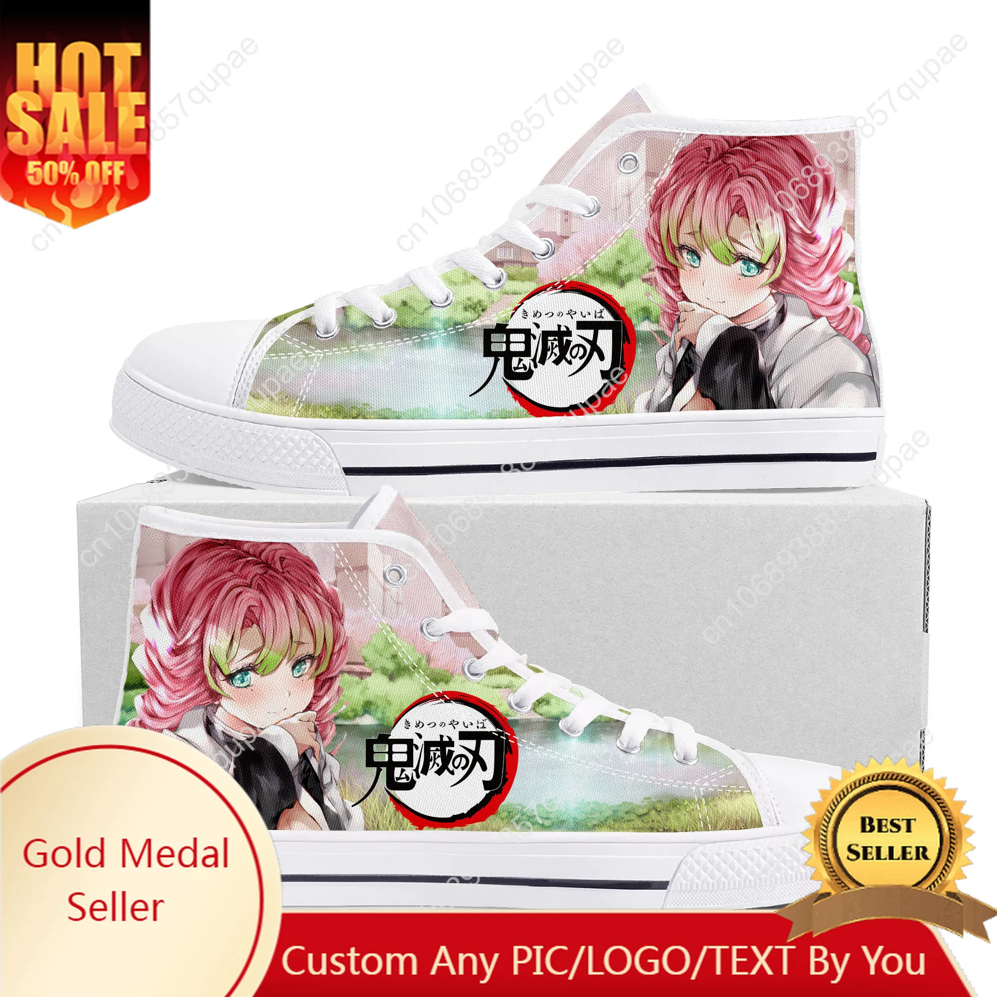 

Kanroji Mitsuri Anime High Top High Quality Sneakers Mens Womens Teenager Canvas Sneaker Custom Made Shoes Customize DIY Shoe