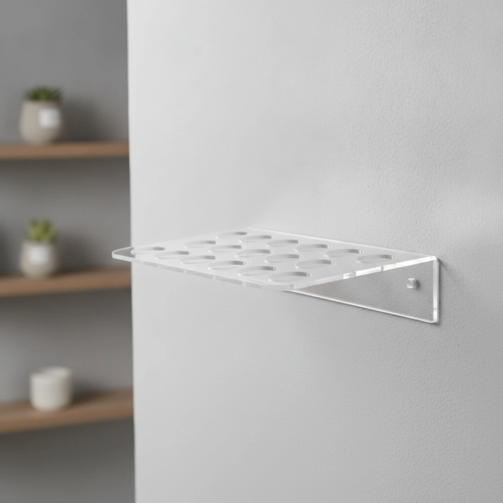 Wall-Mounted Scissor Holder with 17 Slots Easy to Install Transparent Wall Scissor Rack with Side Bracket for Hairstylists