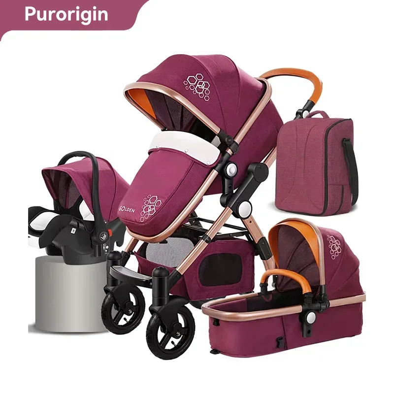 Purorigin Wholesale Aluminium frame travel system 4 in 1 infant pram baby stroller with baby car seat 0-3 years