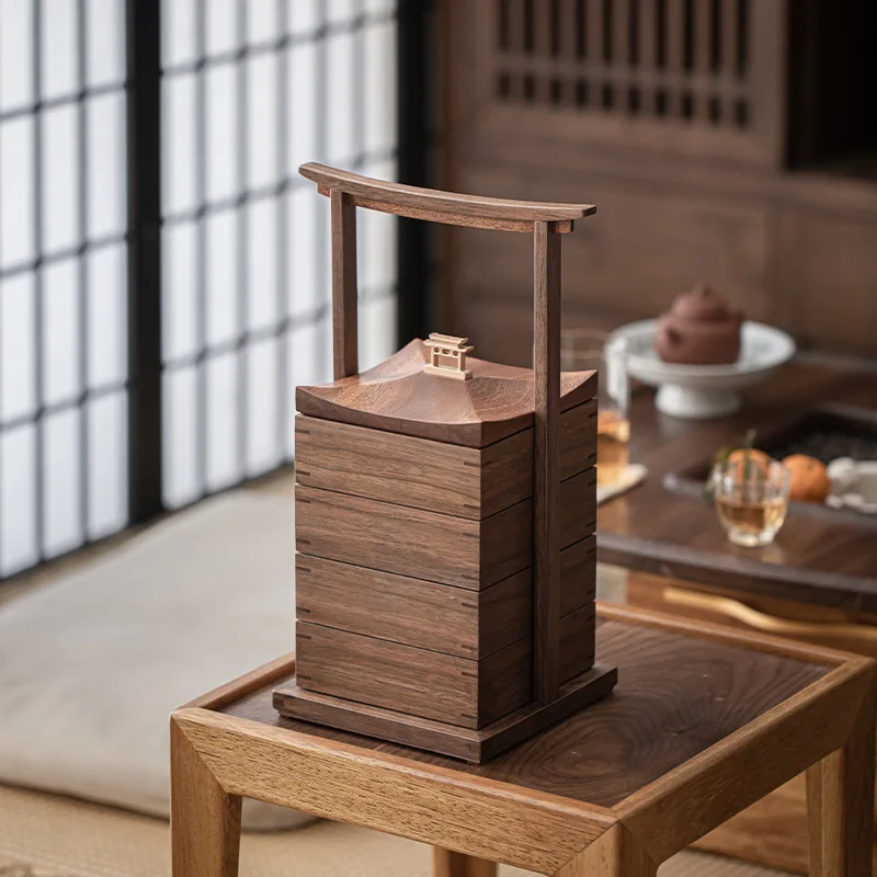 Chinese walnut food box multi-layer portable dried fruit plate snack melon seeds nut storage box