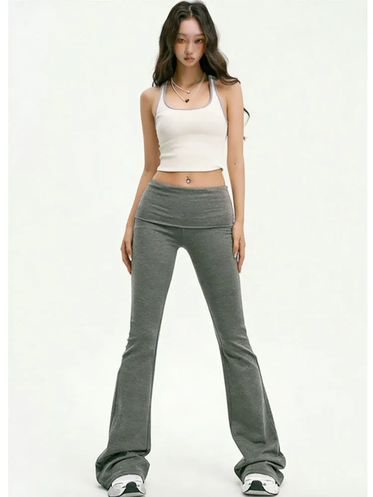 Grijze damesbroek nieuwe herfst/winter slanke taille uitlopende joggingbroek sportyogabroek casual hoge elasticiteit