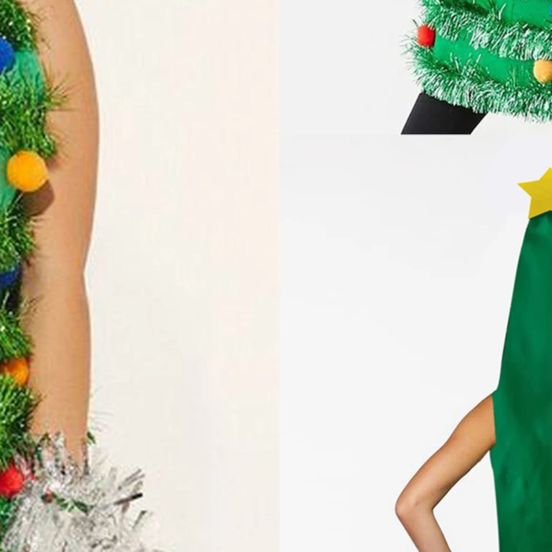 2025 عيد الميلاد الضروري شجرة عيد الميلاد زي بلا أكمام هود القمم الأحمر أفخم الكرة بهرج الكبار تأثيري الدعامة الطرف #2