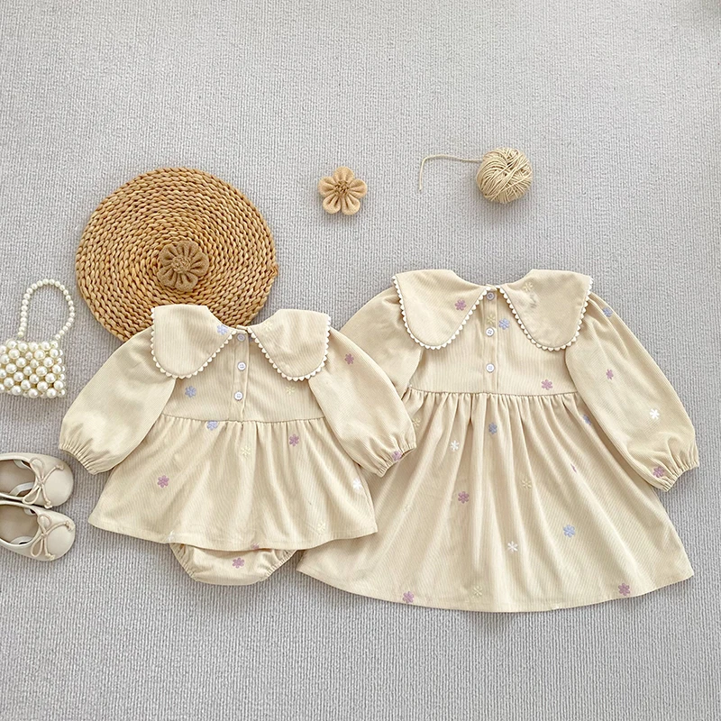 2026 Baby-Mädchen-Stramplerkleid Frühling Herbst Langarm Bunte Blumenstickerei Gestreifter Säuglings-Body Neugeborenes Mädchen 0-24M – Detail 16