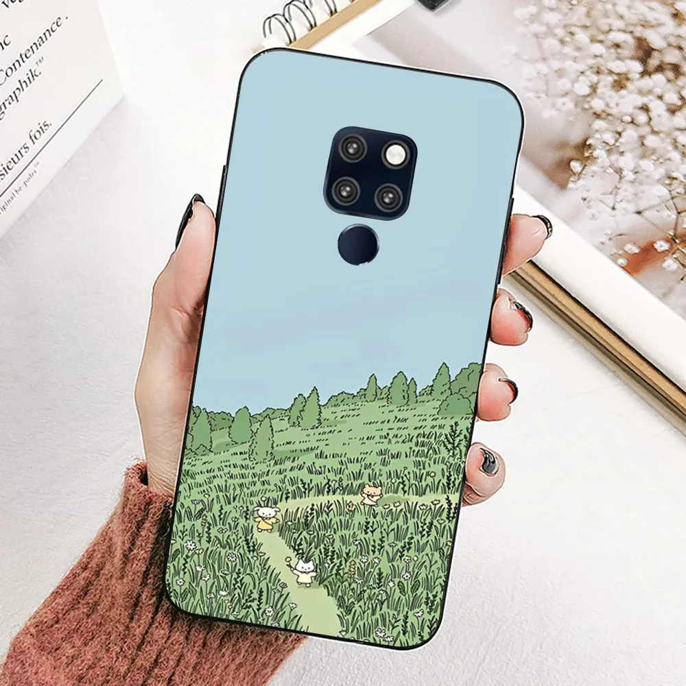 Green Plant  Cute Kawaii Phone Case For Huawei Mate 10 20 30 40 50 lite pro Nova 3 3i 5 6 SE 7 pro 7SE