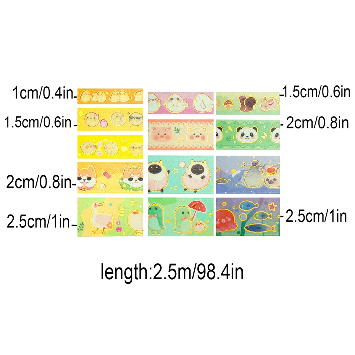 13 لفة من شريط واشي على شكل حيوانات برونزي إبداعي، مناسب لبطاقة DIY، اليوميات، تغليف علب الهدايا، ديكور رائع