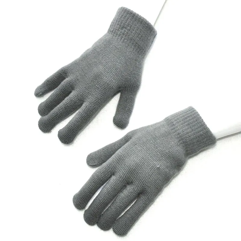 Winter Knitted Woolen Couple Gloves Autumn Solid Color Full Finger Mittens Hand Warmer Men Women Gloves Thicken Cycling Gloves