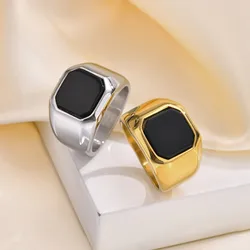 Square Ring for Men,Stainless Steel Thumb Ring Signet Ring Wedding Ring,Stylish Jewelry Gift for Husband Boyfriend Father