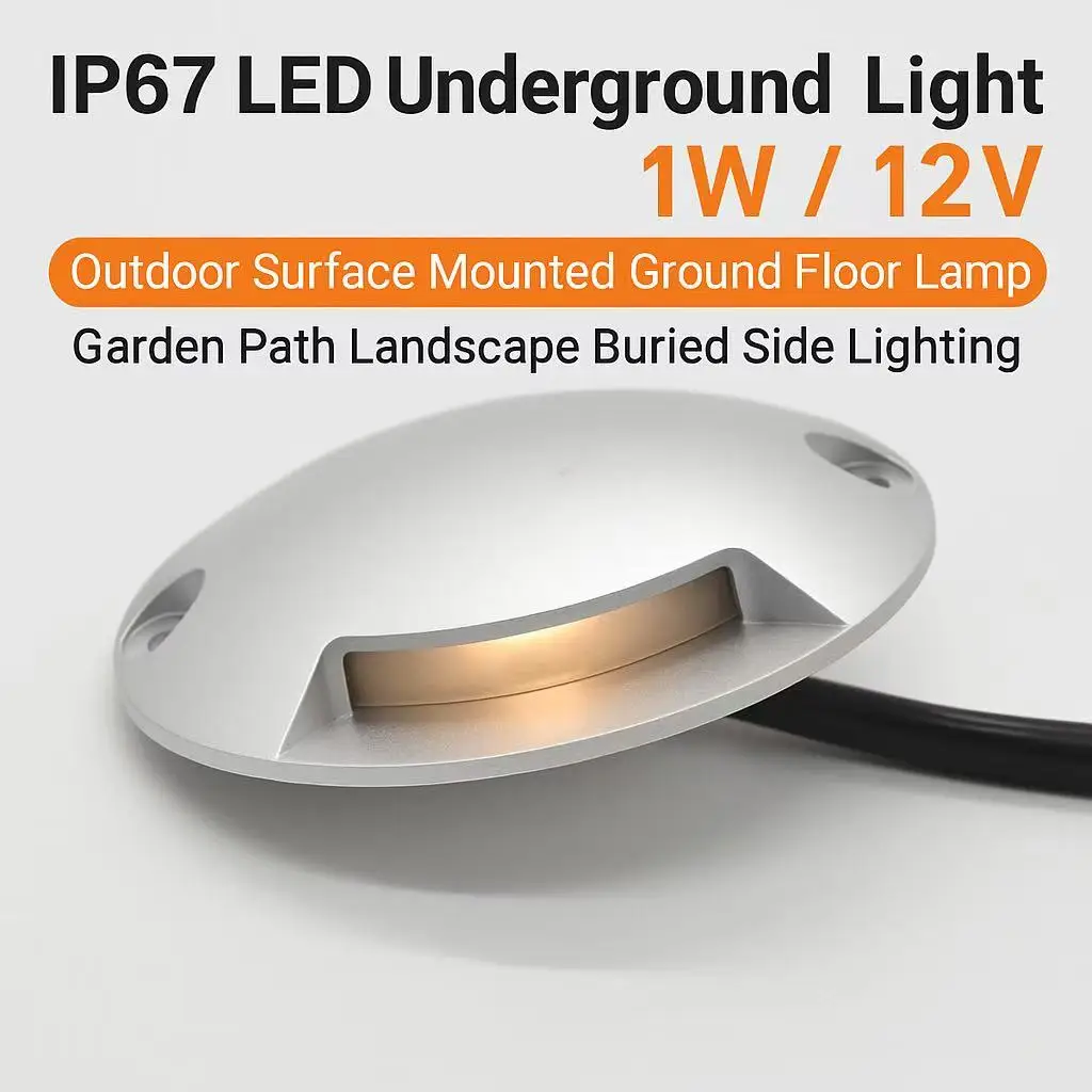1W Mini Spotlight Waterproof 12V LED Floor Lamp Slim 14mm Step Light D70mm Outdoor Garden Wall Spot Lighting Surface Mounted