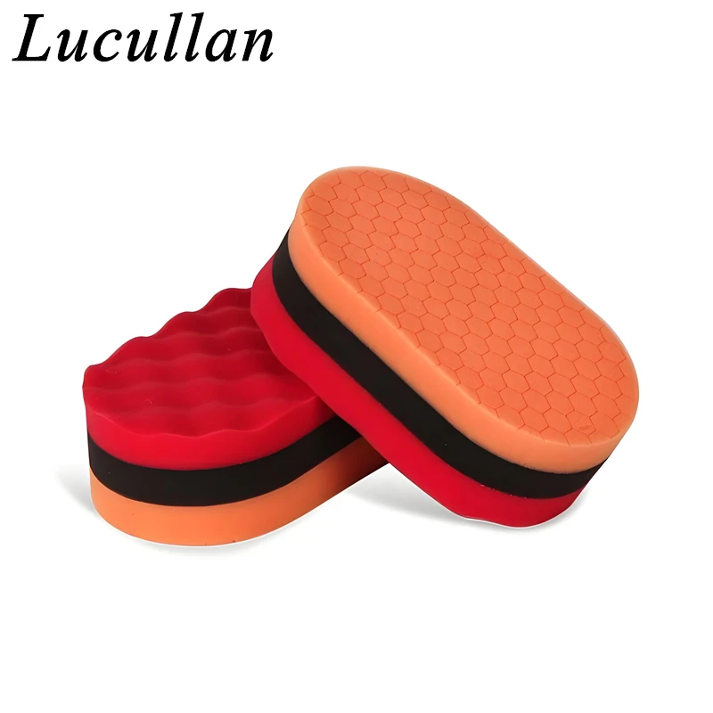 Lucullan 3 Colors Multipurpose Foam Applicator One Side For Polishing,The Other for Applying Wax or Polish