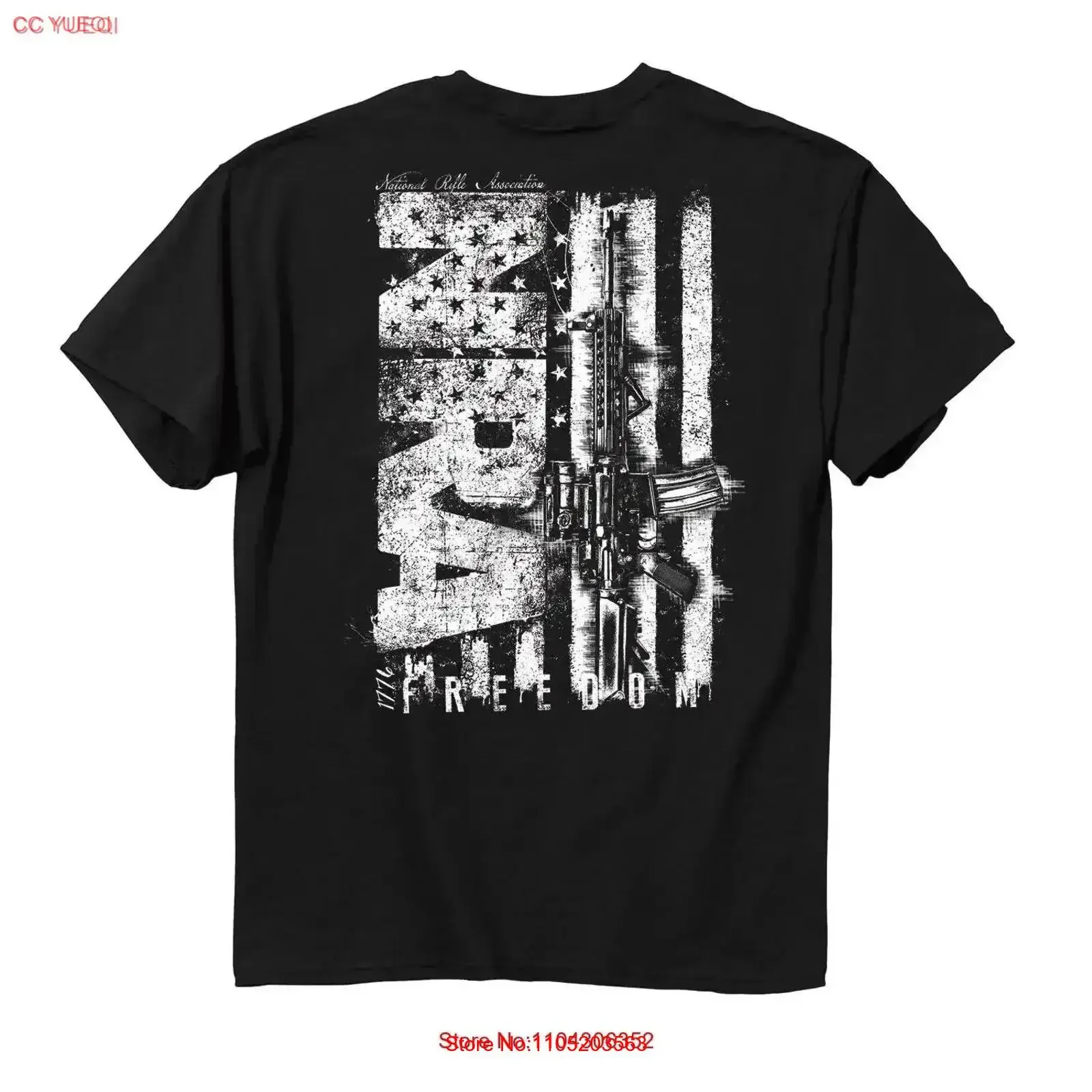 National Rifle Association NRA Grit Distressed American Flag USA Guns T Shirt 7480 vintage Washed streetwear Versatile Slightly