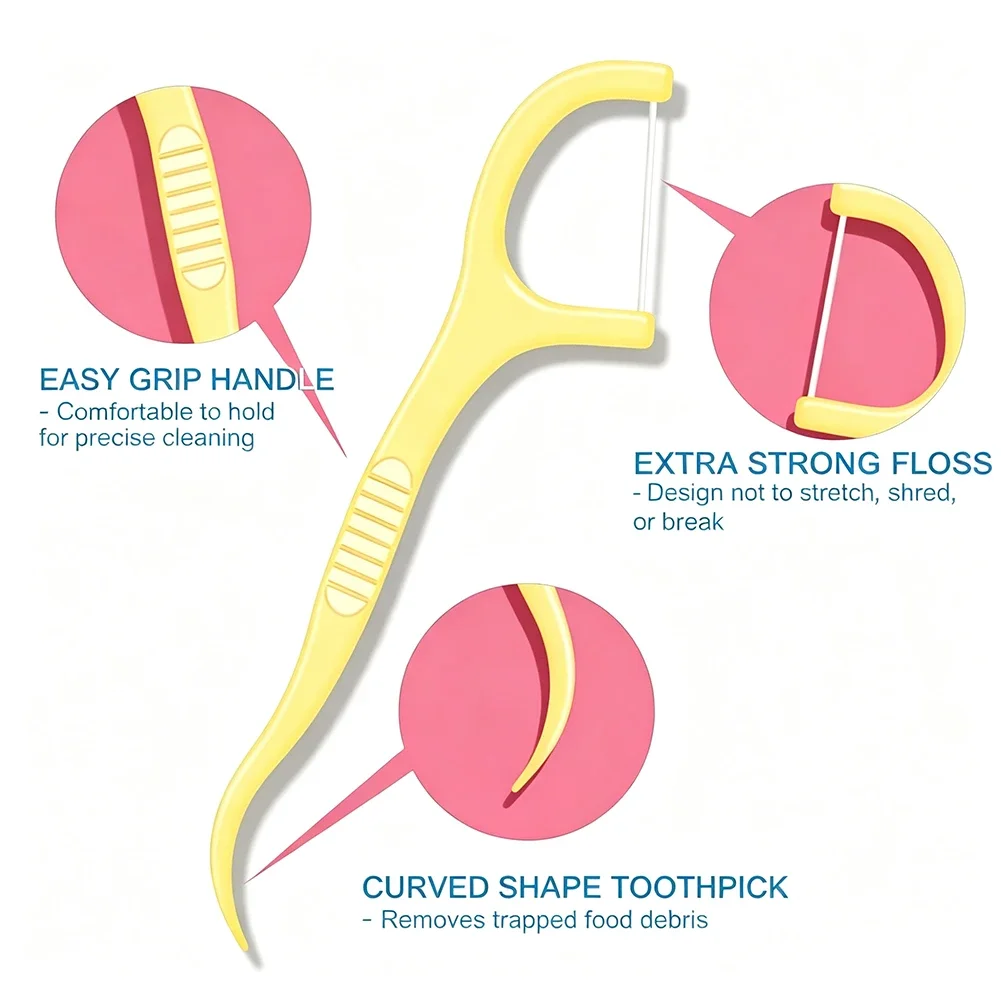 Colorful Fruit Infused Dental Floss Picks Soft Flexible Gentle On Gums Disposable Interdental Cleaner Family Oral Care Sticks