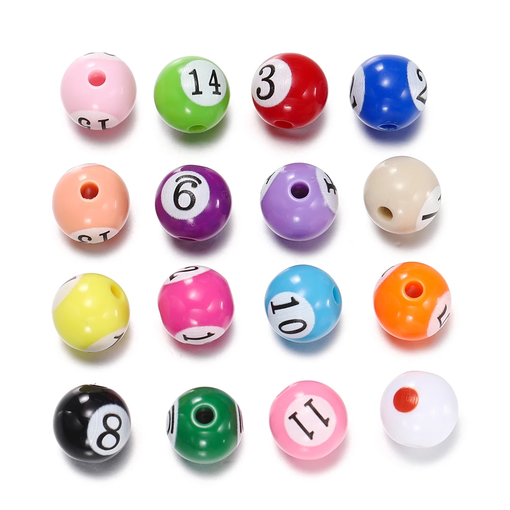 10pcs Acrylic Billiard Ball Beads Charm Loose Bead for Bracelet Necklace Earring Handmake Jewelry Making Accessories 11mm