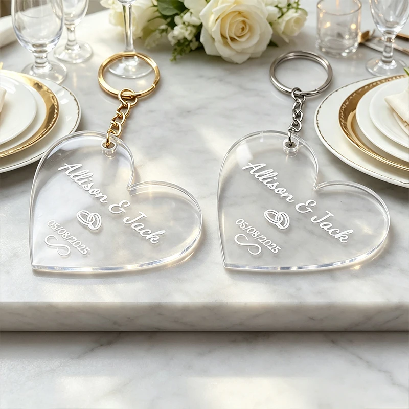 Custom Acrylic Keychain With A Personal Name Personalized Acrylic Name And Date Gift For Weddings Guest Engagement Party Gifts