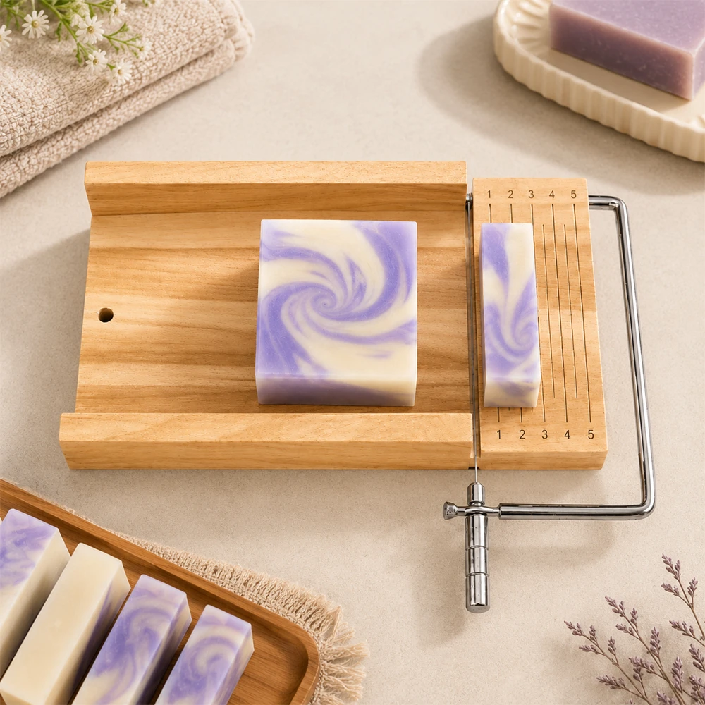 Soap Making Starter Kit - Wooden Soap Cutter with Stainless Steel