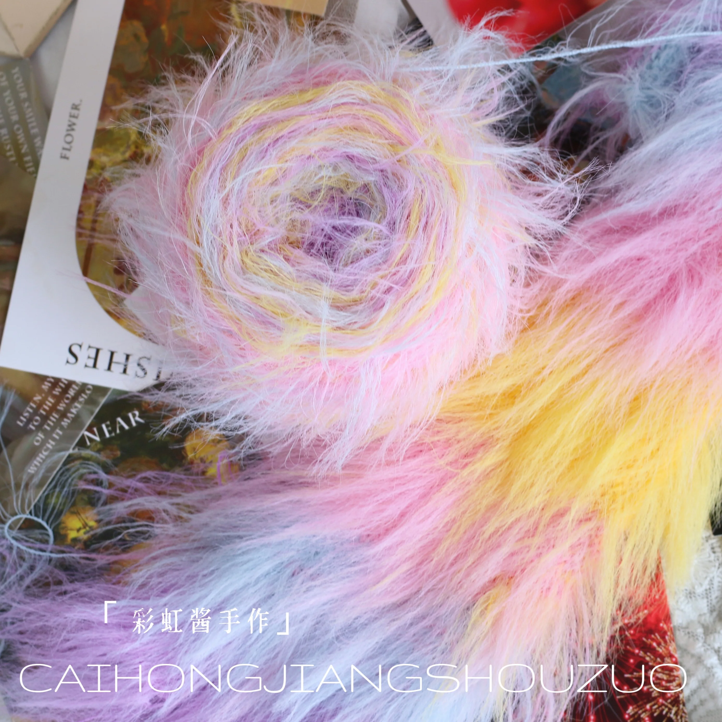 

Rainbow Sauce Handmade, Long Segment Dyeing Irregular Gradual Change Long Hair Imitation Mink 250g