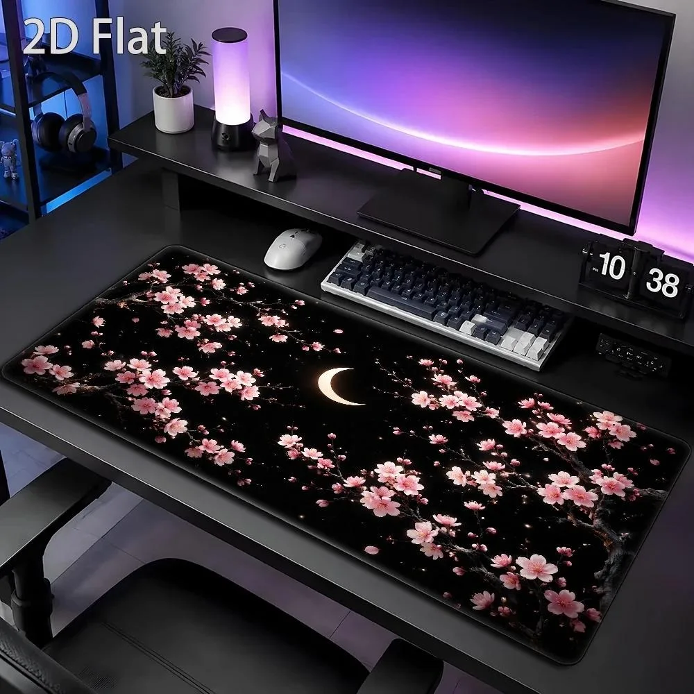 Large-sized Sakura Night Sky Mouse Pad and Desk Pad, with anti-fouling surface and comfortable computer pad tapis de souris
