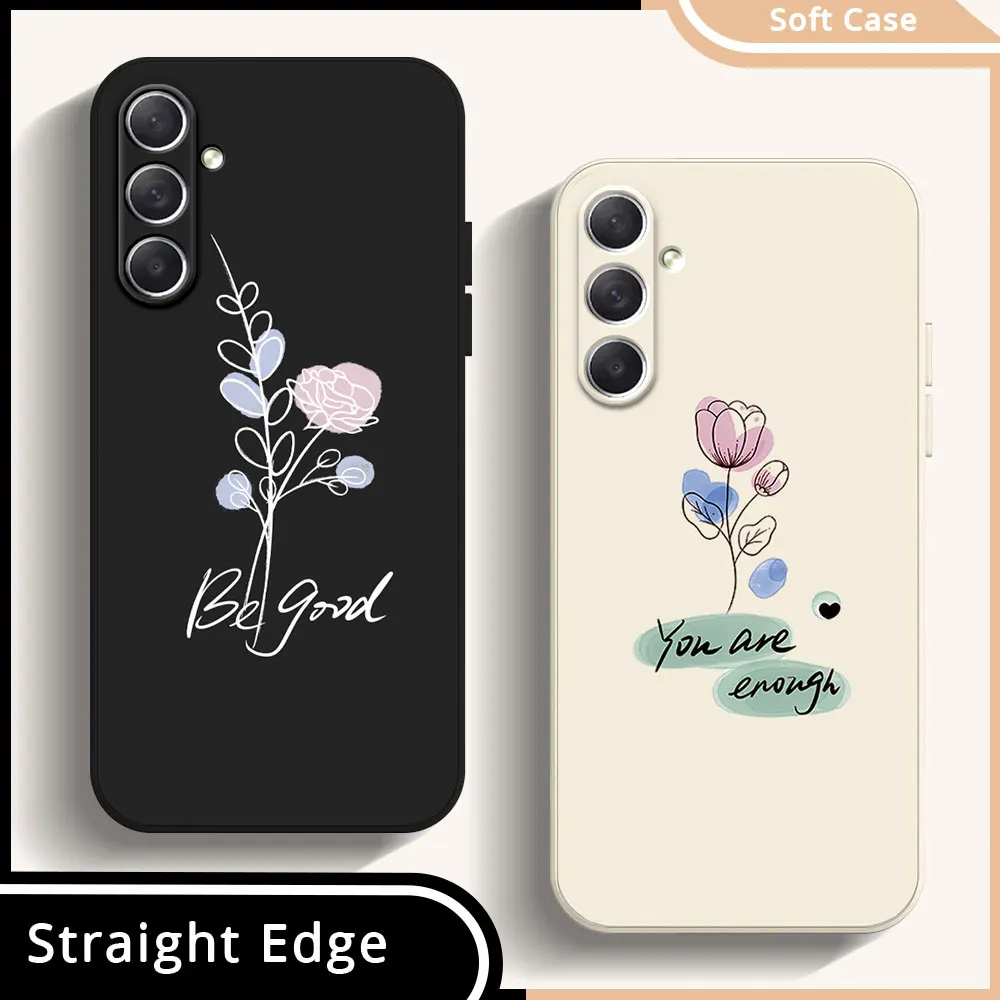 Phone Case For Samsung Galaxy M54 M52 M53 M33 M32 M14 M13 F54 5G M22 M12 F12 Soft Silicone TPU Shockproof Back Cover Flower