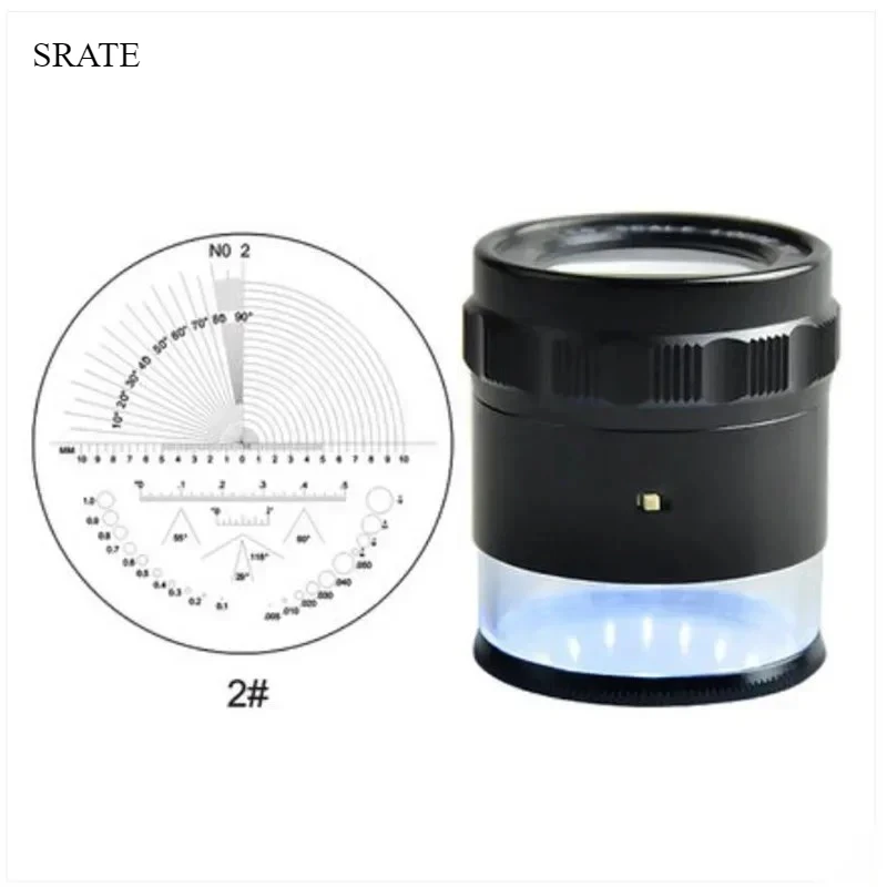 

Magnification 10x Lighted Portable Cylinder Magnifier Triplet Optical Lens Scale Printing Magnifying Glass with LED Lights Loupe
