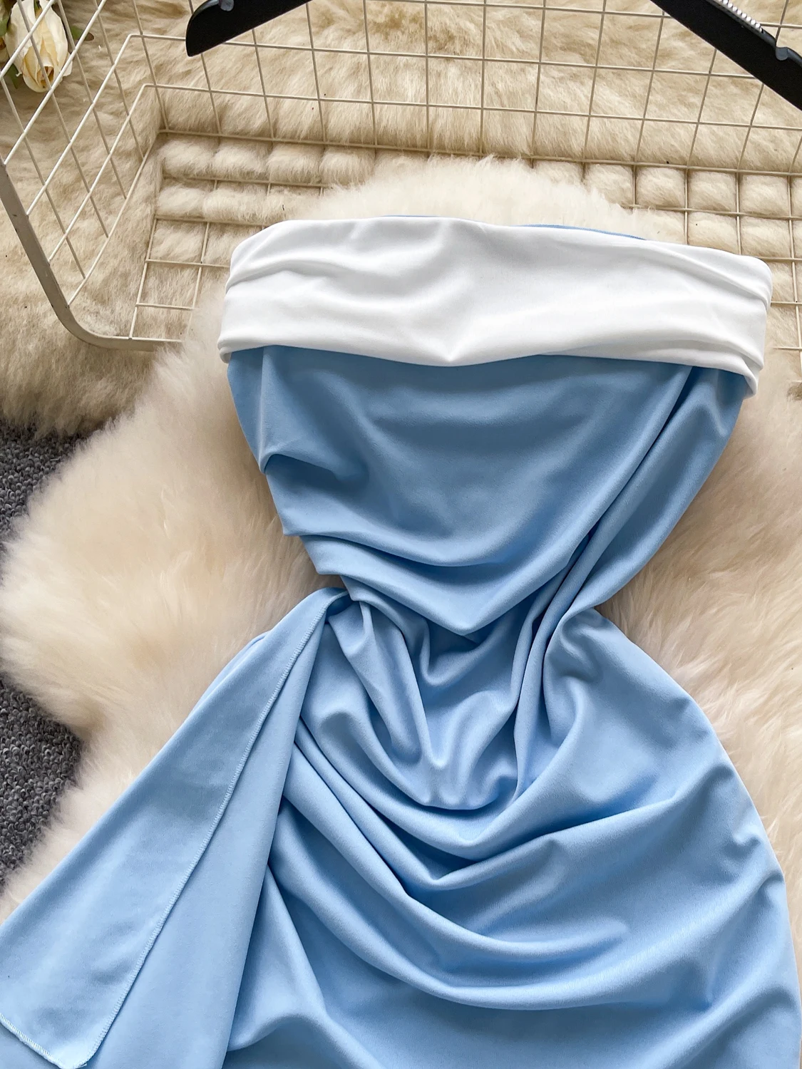 مثير حمالة اللون بلو عالية الخصر التفاف الجسم تنورة للنساء الصيف رغبة نقية Faionable جرس Sve الحضرية تخفيف الدكتور