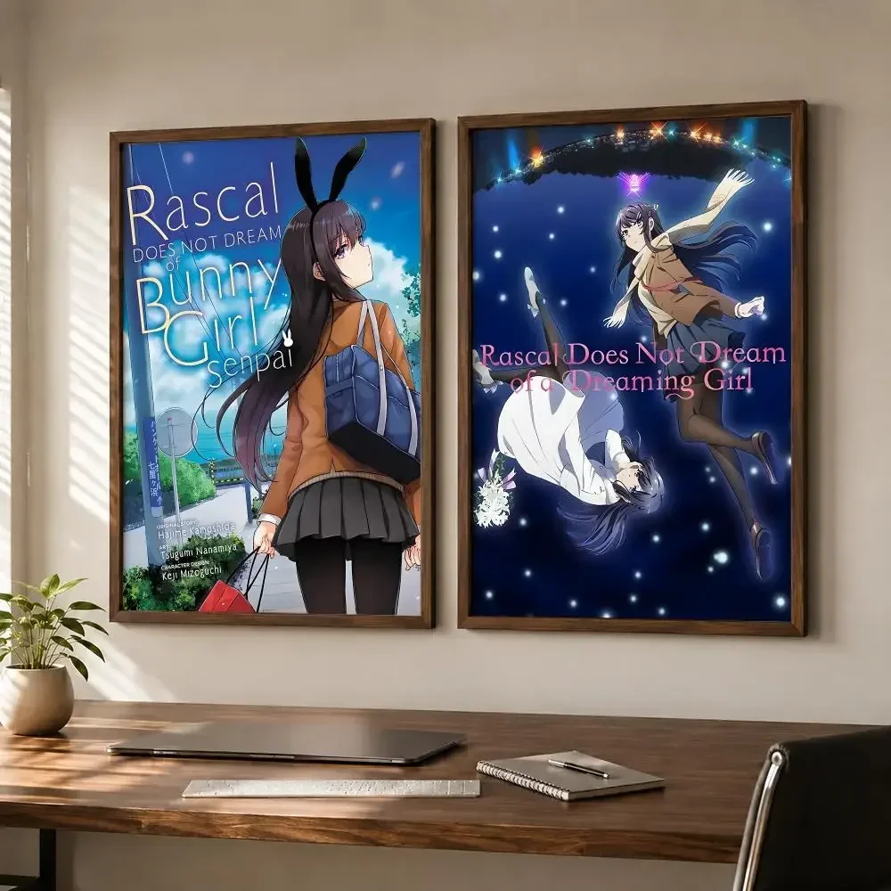 Romance Anime Rascal Does Not Dream of Bunny Girl Senpai Poster Self‑Adhesive Waterproof Sticker House  Wall Art Home Decor