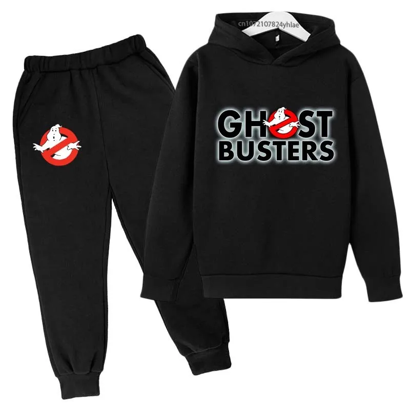 Ghost Busters Kids Funny Cartoon Print Spring Autumn Pullover Hoodie+Jogging Pants 2pcs Tracksuits 2-13 Years Boys Girls Clothes